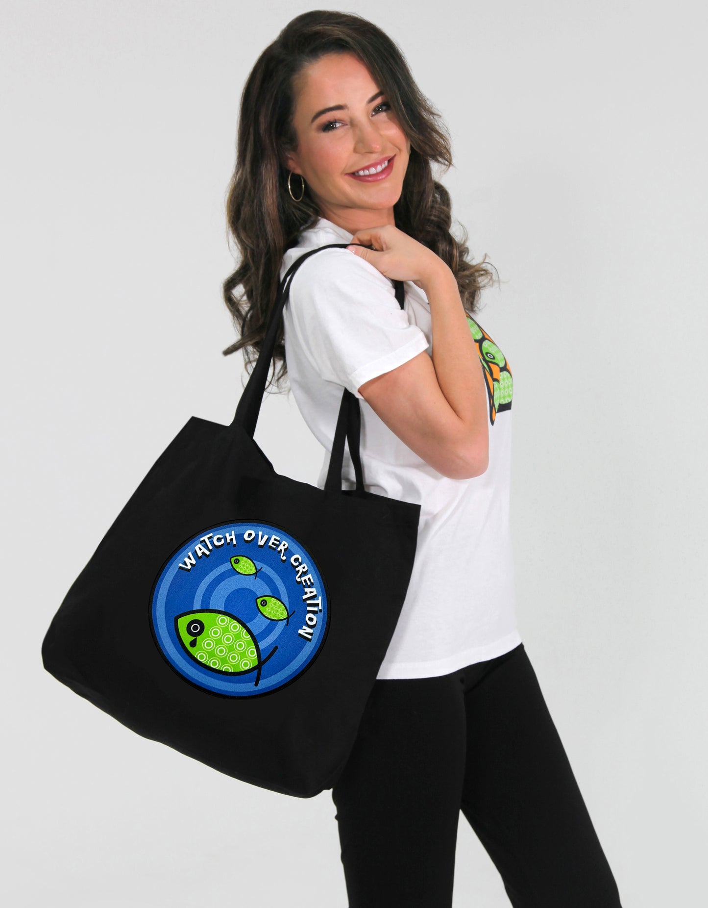 Watch Over Creation Tote, Black, Large