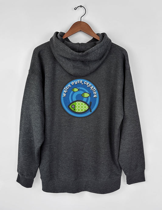 Watch Over Creation Fish Unisex Hoodie, Dk. Heather Gray