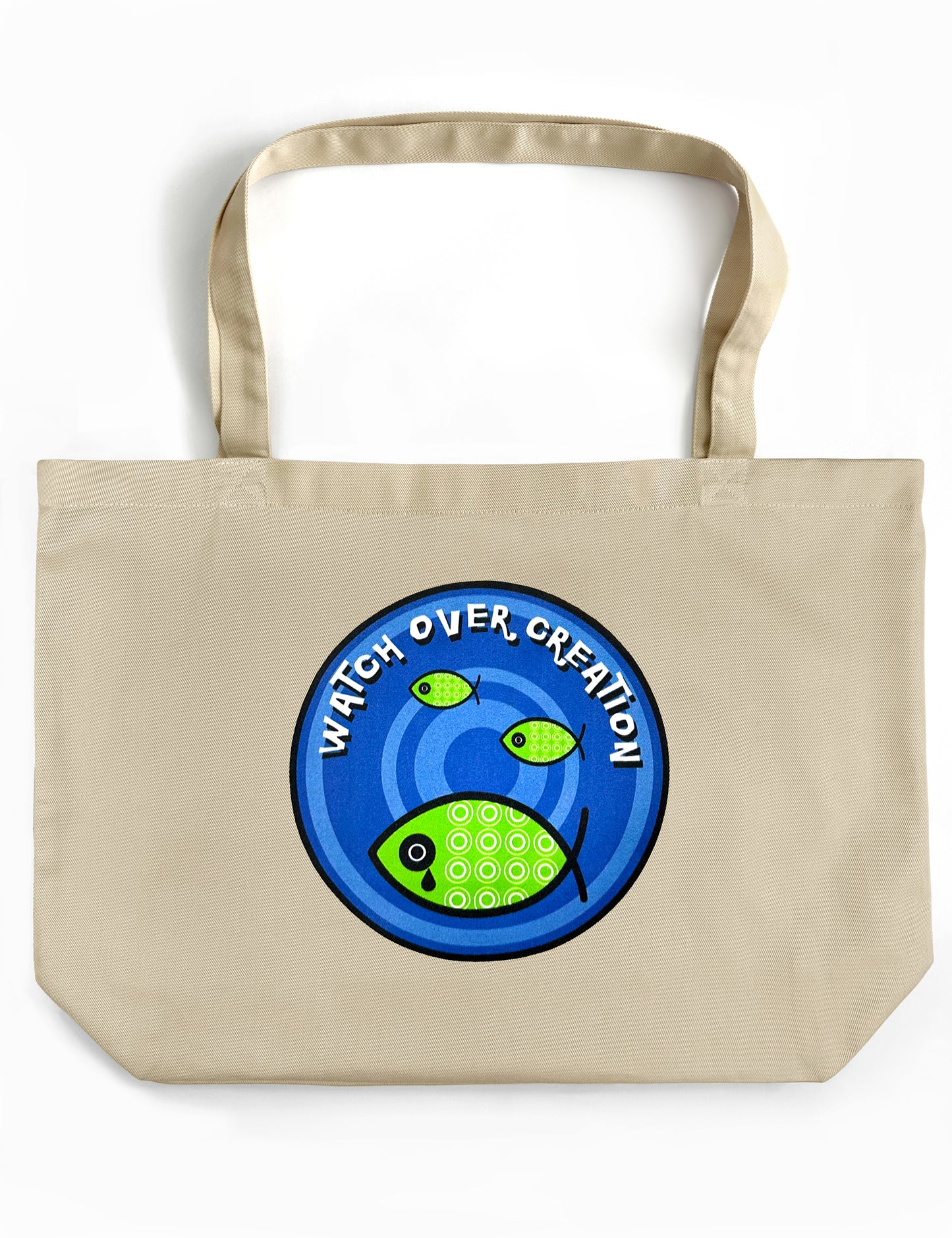 Watch Over Creation Tote, Beige, Large