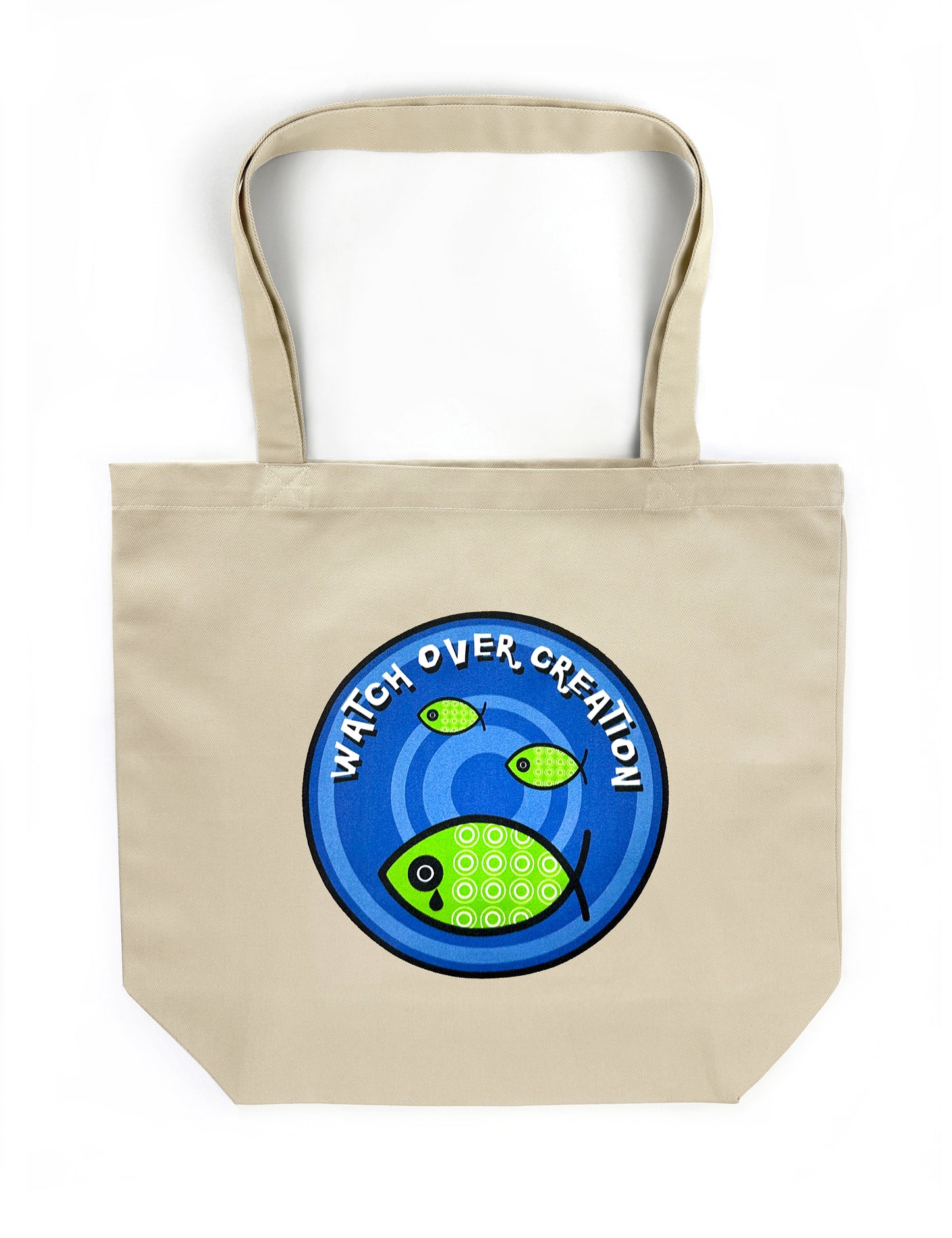 Watch Over Creation Tote, Beige, Small