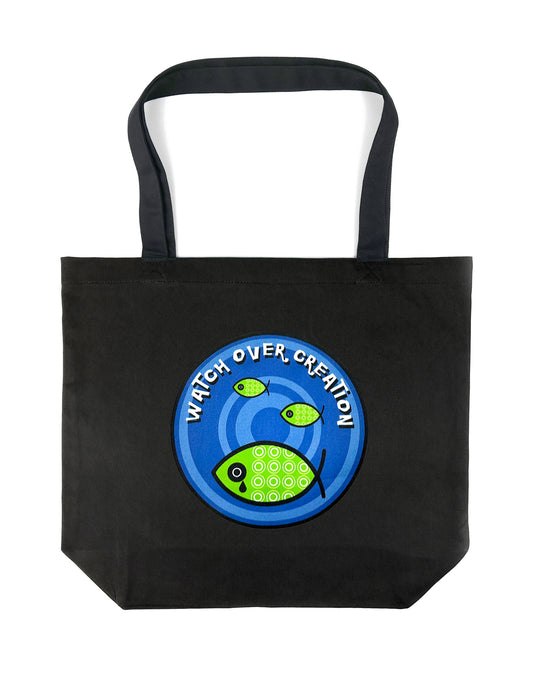 Watch Over Creation Tote, Black, Small