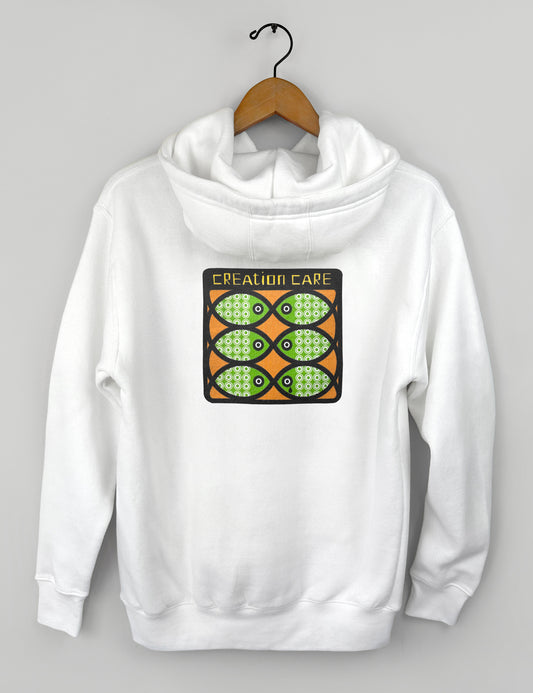 Creation Care Fish Unisex Hoodie, White