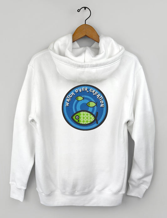 Watch Over Creation Unisex Hoodie, White