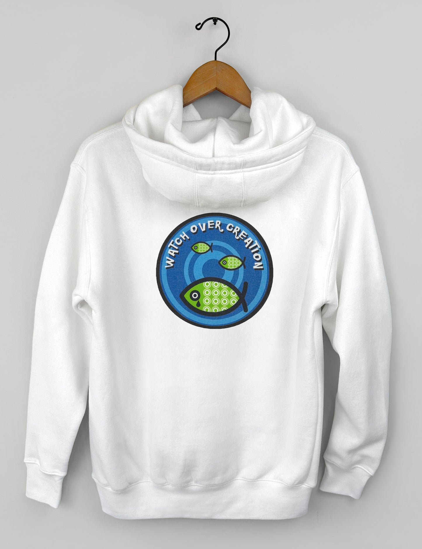 Watch Over Creation Fish Unisex Hoodie, White